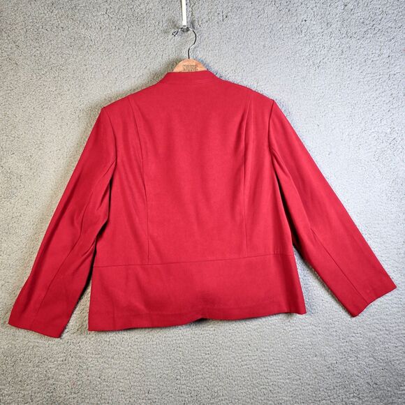 JM Collection Red Suede Like Zip Up Jacket 18W Plus Minimalist Blazer Trending - Picture 5 of 11